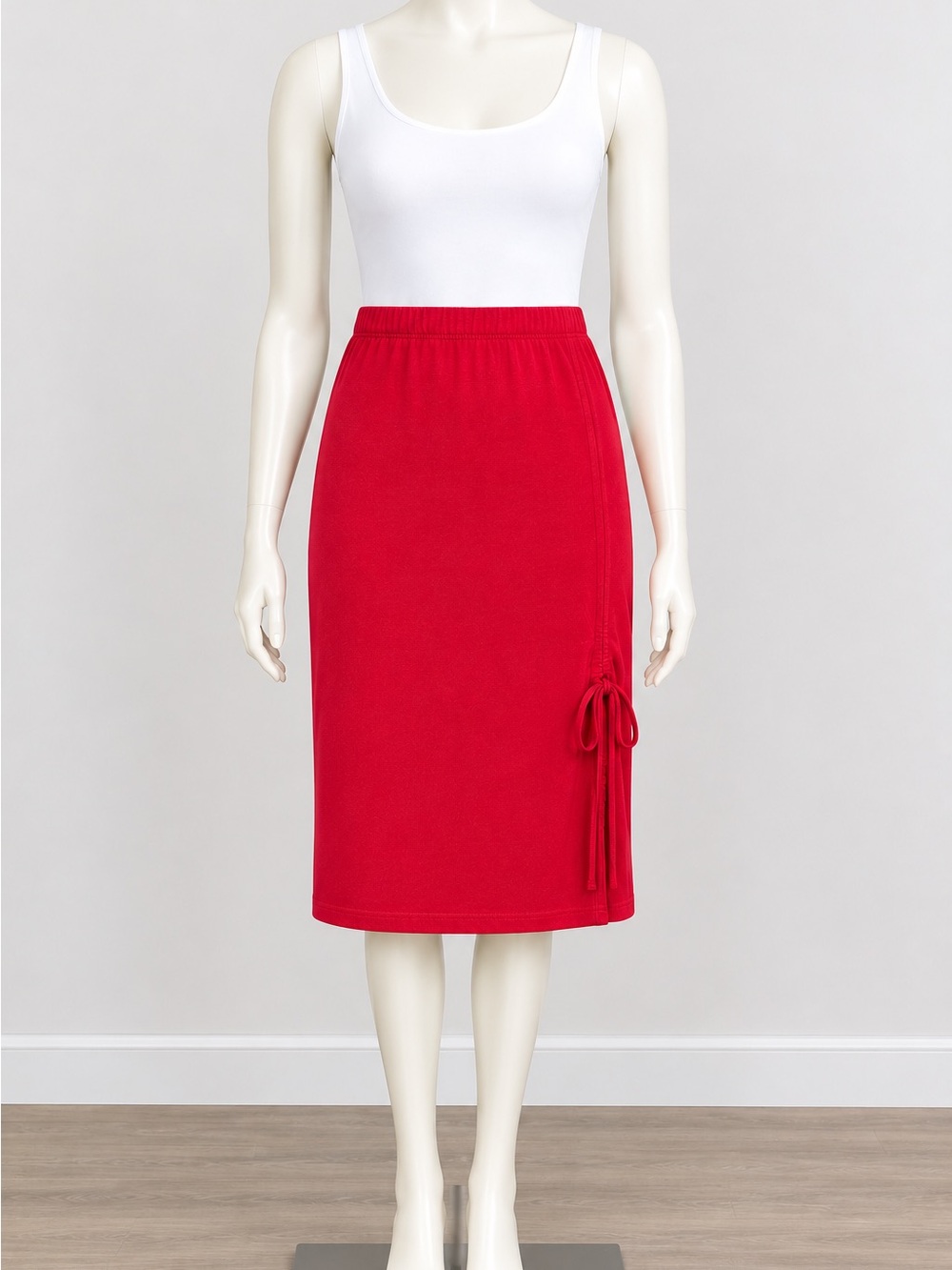 Velvet Torch Red Midi Skirt Women’s XL with Side Tie Detail NWT !